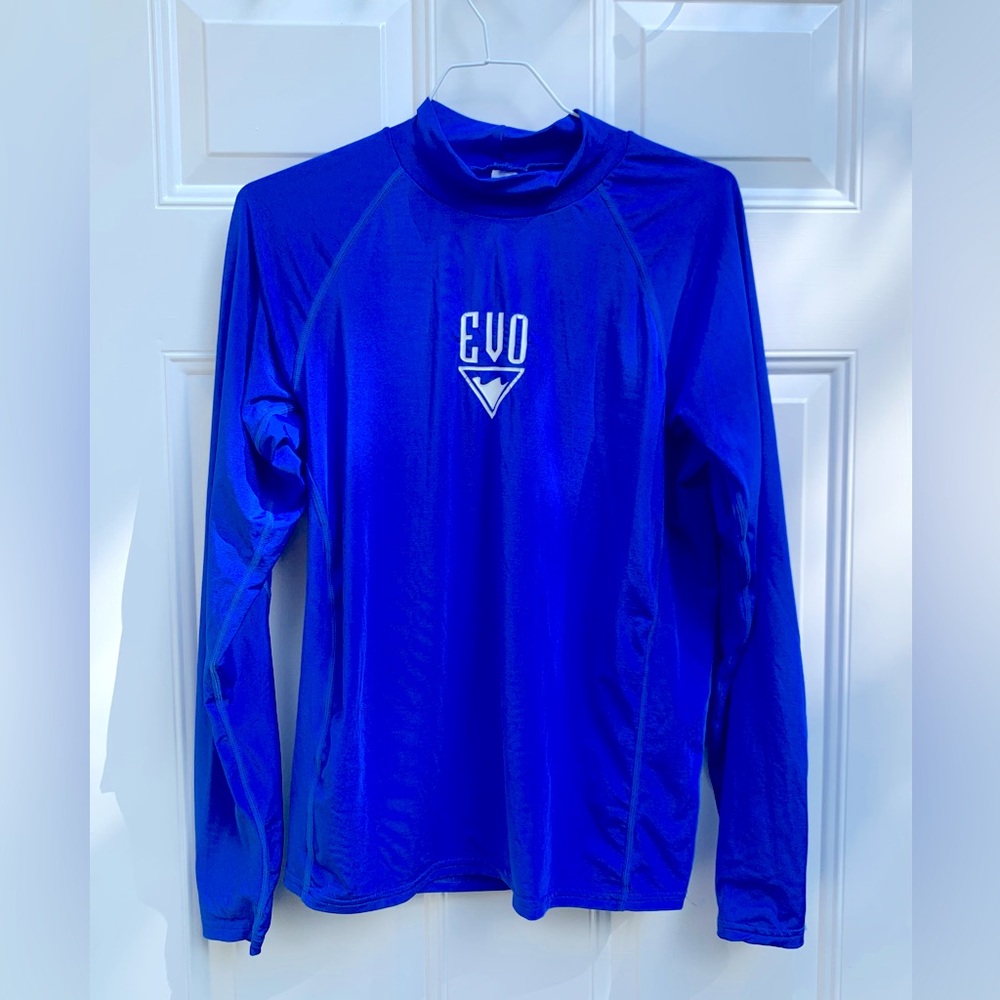 EVO Rash Guard Men's Size XXL Blue Long Sleeve Shirt Surf Swim UPF 50